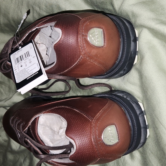 Adidas new Tour metal brown leather golf shoes sz11.5 - Picture 3 of 6